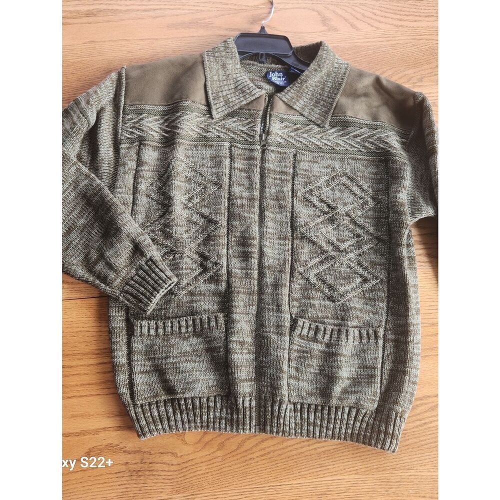 C4 John Blair Olive Green Men's Zip-Front Sweater cardigan